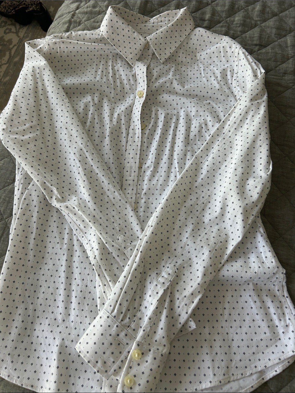 White Slim Fit women’s Shirt with Micro Dot Pattern